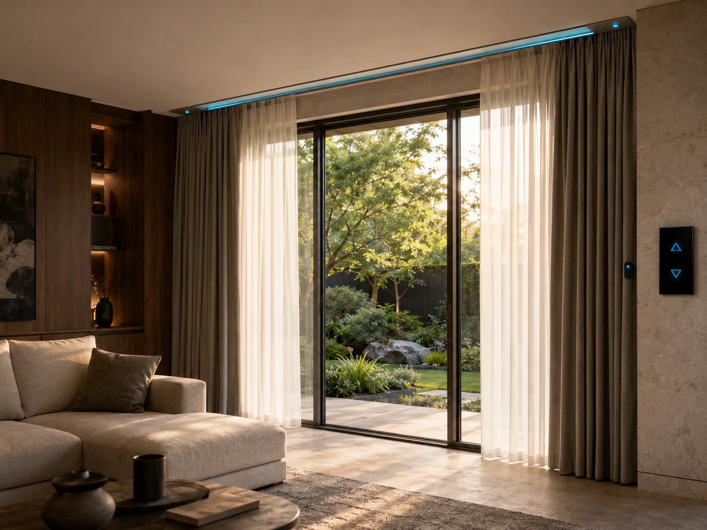 Automated curtains in a luxury home